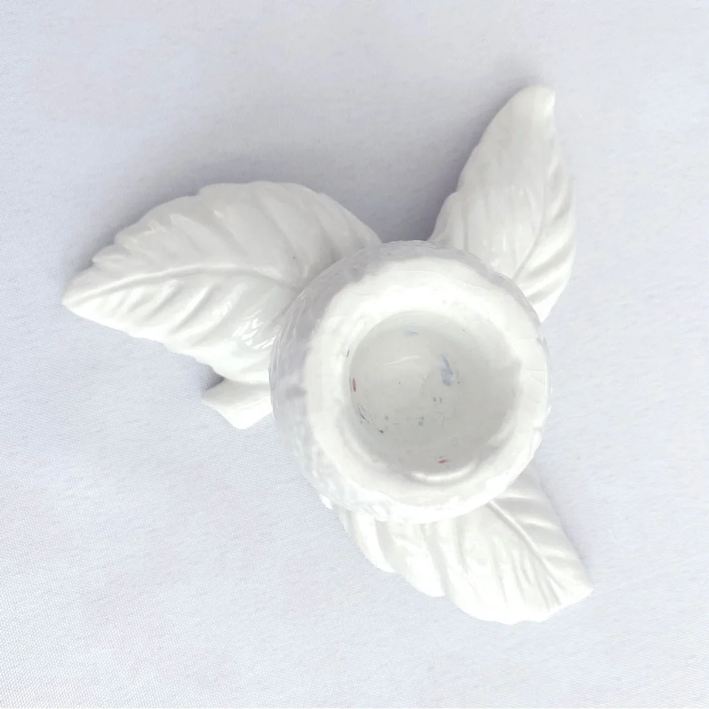 Porcelain Leaf Candle Holders Set Of Two Made In Italy White Home Decor Artsy